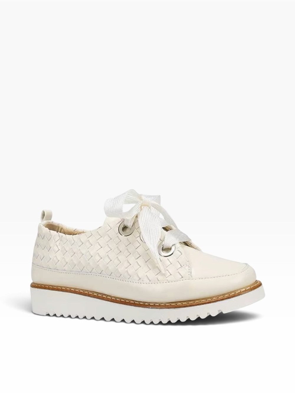 Ron White Noellen cream Hand Burnished Leather Lace Up Wedge Sneakers size 38
